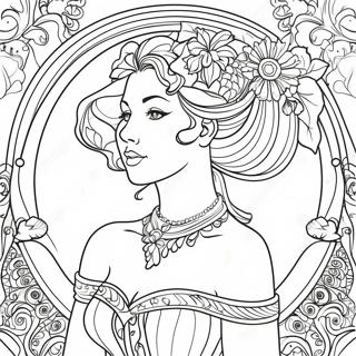 Elegant Art Nouveau Lady Coloring Page 53504-42716