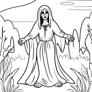 La Llorona Scary Coloring Page 53583-42771