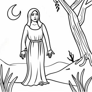 La Llorona In The Moonlight Coloring Page 53584-42773