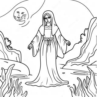 La Llorona In The Moonlight Coloring Page 53584-42774