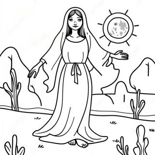 La Llorona In The Moonlight Coloring Page 53584-42775