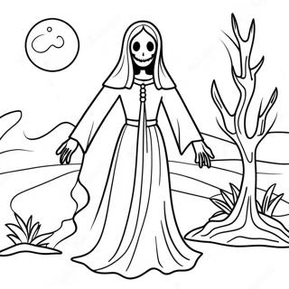 La Llorona In The Moonlight Coloring Page 53584-42776