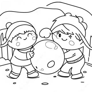 Snowball Fight Coloring Page 53663-42829