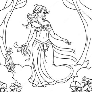 Elegant Goddess In Nature Coloring Page 53704-42869