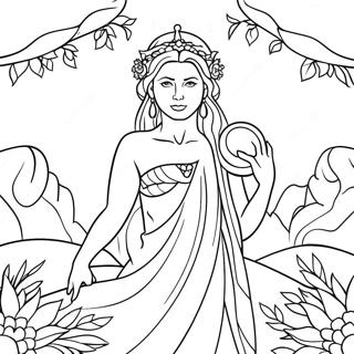 Elegant Goddess In Nature Coloring Page 53704-42870