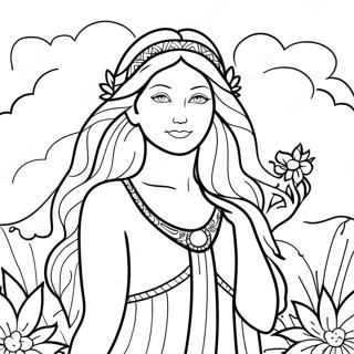 Elegant Goddess In Nature Coloring Page 53704-42871