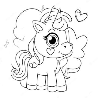 Cute Unicorn With Heart Balloons Coloring Page 53794-42950