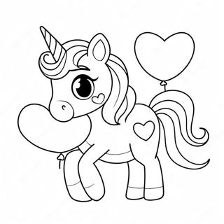 Cute Unicorn With Heart Balloons Coloring Page 53794-42951