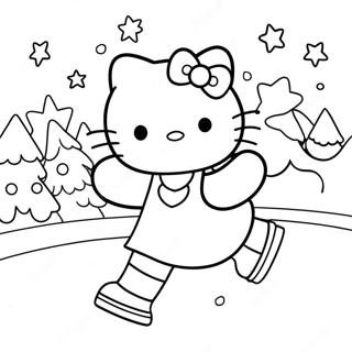 Ice Skating Hello Kitty Christmas Scene Coloring Page 53833-42962