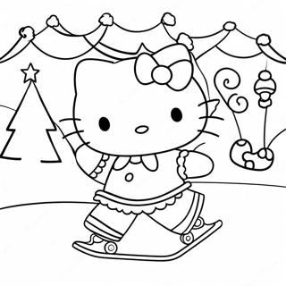 Ice Skating Hello Kitty Christmas Scene Coloring Page 53833-42963