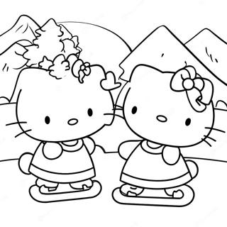 Hello Kitty Ice Skating With Friends Coloring Page 53834-42965