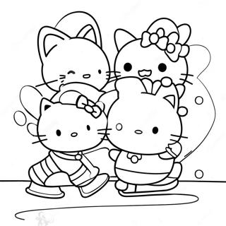 Hello Kitty Ice Skating With Friends Coloring Page 53834-42966