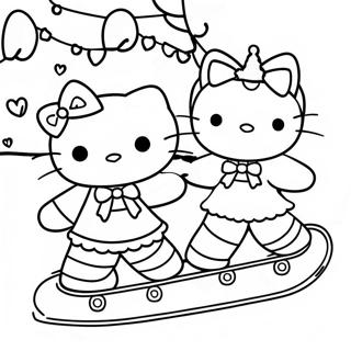 Hello Kitty Ice Skating With Friends Coloring Page 53834-42967