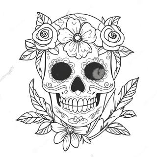 Catrina Skull With Flowers Coloring Page 53853-42978