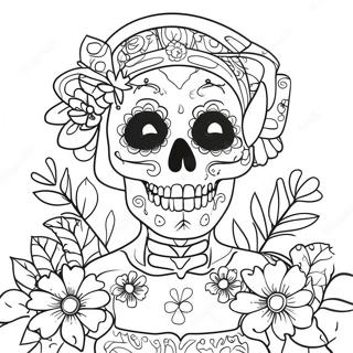 Catrina Skull With Flowers Coloring Page 53853-42979