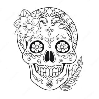 Catrina Skull With Flowers Coloring Page 53853-42980