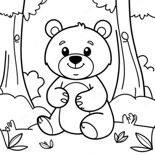 Adorable Brown Bear In Forest Coloring Page 5397-4421