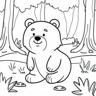 Adorable Brown Bear In Forest Coloring Page 5397-4422