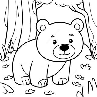 Adorable Brown Bear In Forest Coloring Page 5397-4423