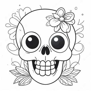 Cute Love Skull With Flowers Coloring Page 54104-43182