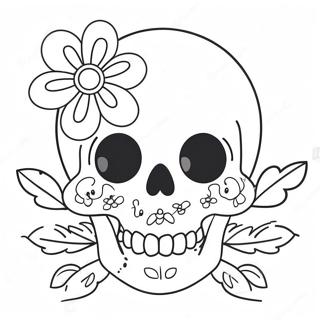 Cute Love Skull With Flowers Coloring Page 54104-43184