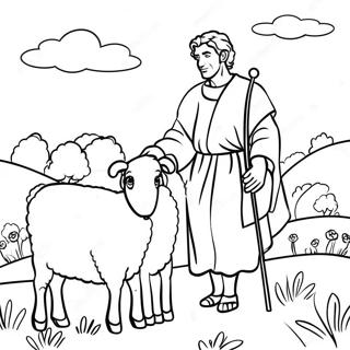 Shepherd And Sheep Coloring Pages