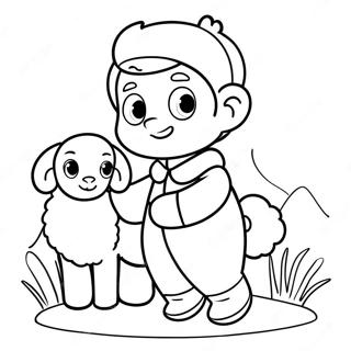 Cute Shepherd With Lamb Coloring Page 54124-43198