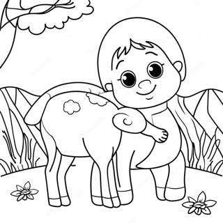 Cute Shepherd With Lamb Coloring Page 54124-43199