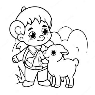 Cute Shepherd With Lamb Coloring Page 54124-43200