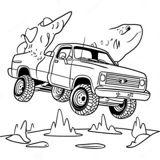 Megalodon Truck Jumping Over Obstacles Coloring Page 54154-43218