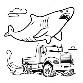 Megalodon Truck Jumping Over Obstacles Coloring Page 54154-43219