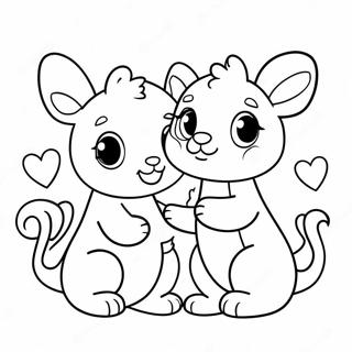 Cute Valentine Animals Coloring Page 5417-4444