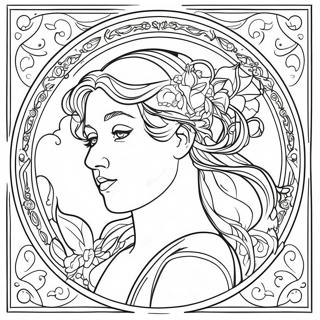 Alphonse Mucha Art Nouveau Coloring Page 54193-43252