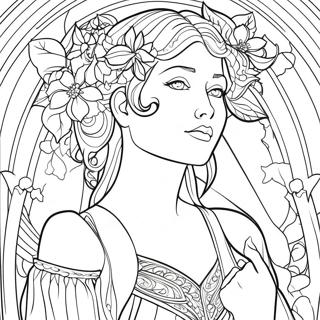 Elegant Alphonse Mucha Woman Coloring Page 54194-43253