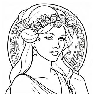 Elegant Alphonse Mucha Woman Coloring Page 54194-43254