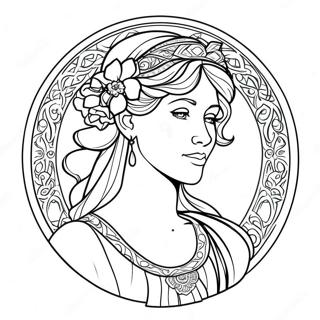 Elegant Alphonse Mucha Woman Coloring Page 54194-43255