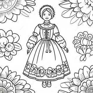 Traditional Polish Folk Costume Coloring Page 54204-43259