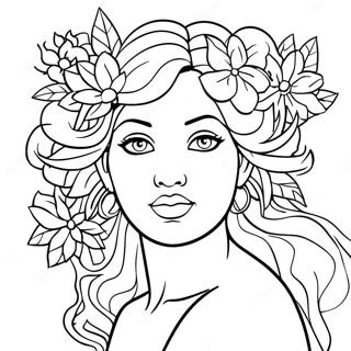 Eve With Colorful Flowers Coloring Page 54224-43278