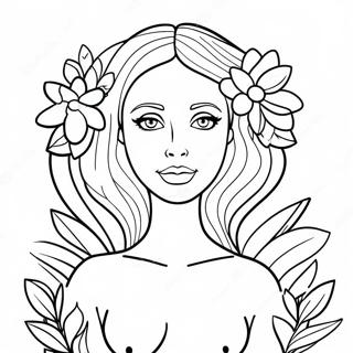 Eve With Colorful Flowers Coloring Page 54224-43279