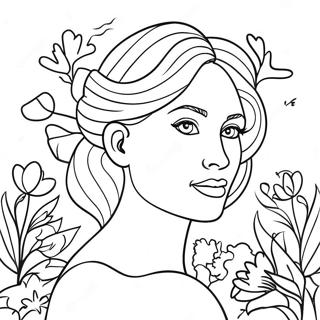 Eve With Colorful Flowers Coloring Page 54224-43280