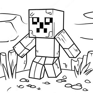 Adventurous Minecraft Creeper Coloring Page 54284-43334