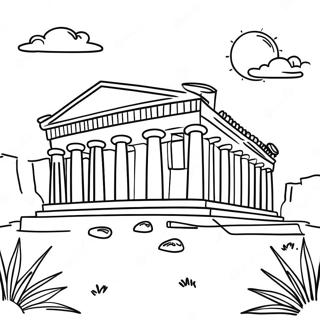 Parthenon With Beautiful Scenery Coloring Page 54354-43381