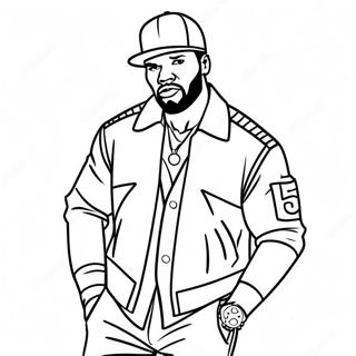 50 Cent In Stylish Outfit Coloring Page 54364-43390