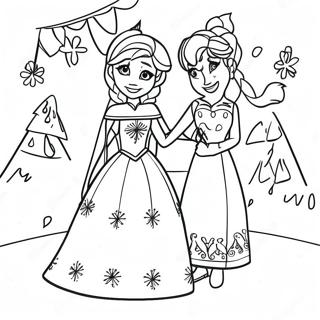 Frozen Birthday Party Scene Coloring Page 54373-43398