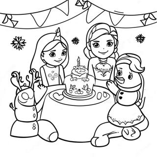 Frozen Birthday Party Scene Coloring Page 54373-43399