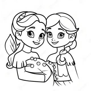 Elsa And Anna Birthday Celebration Coloring Page 54374-43396