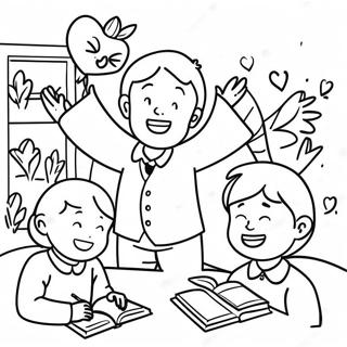 Joyful Sunday School Scene Coloring Page 54394-43411