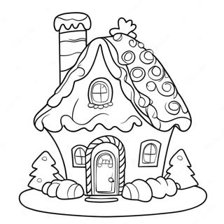 Whimsical Gingerbread House Coloring Page 54404-43420