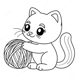 Cute Barbie Cat Playing With Yarn Coloring Page 54424-43434