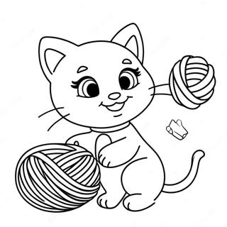 Cute Barbie Cat Playing With Yarn Coloring Page 54424-43435